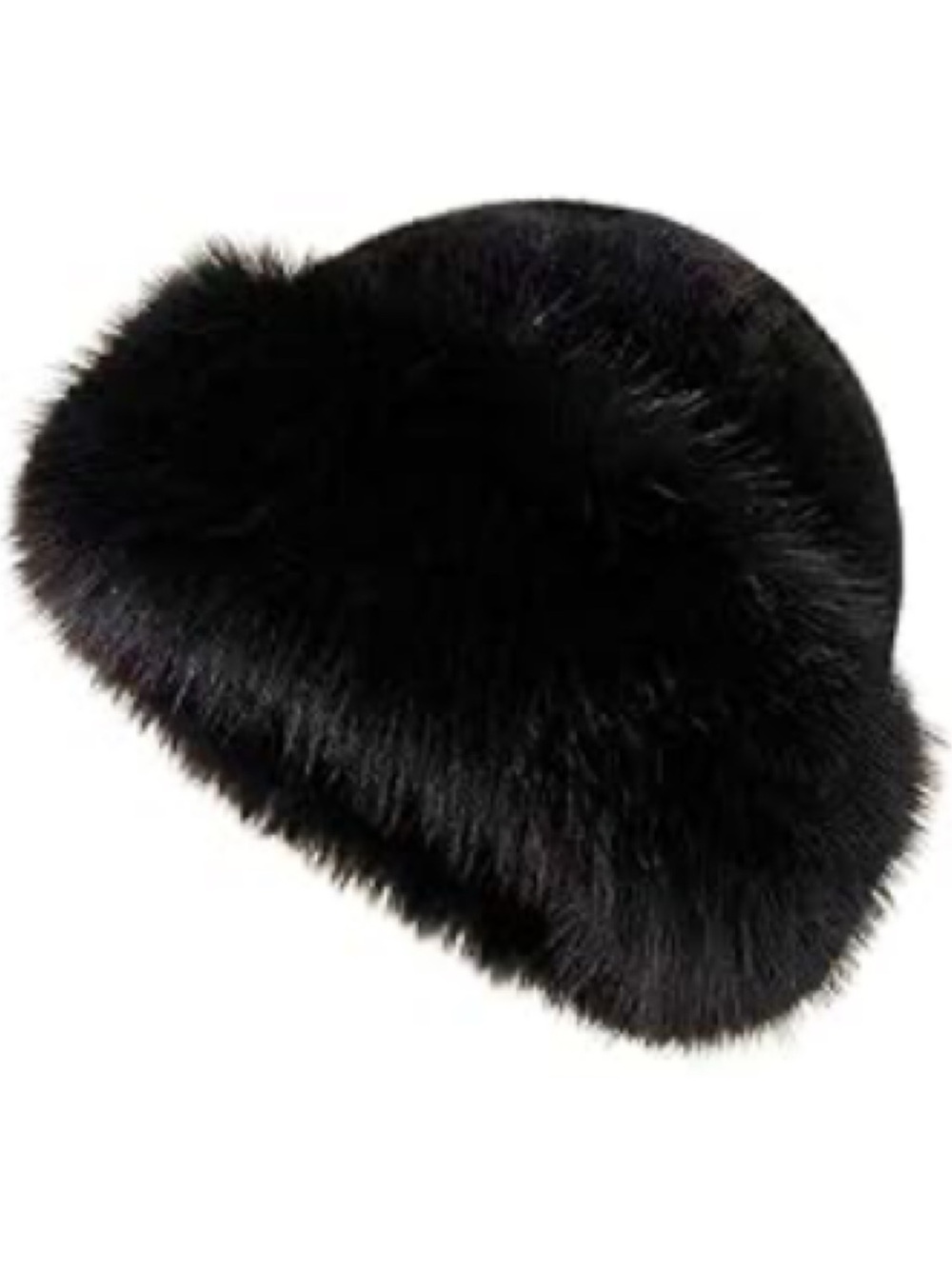 Black Faux Fur Winter Beret - Women Accessories